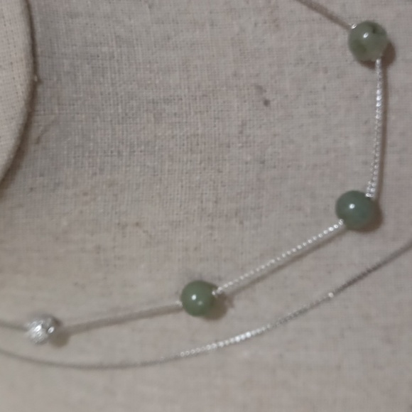 Jade of Yesteryear Jade and Silver Necklace NEW - Picture 4 of 11